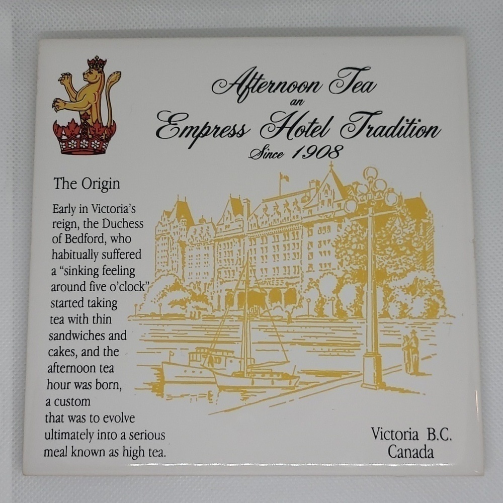 EMPRESS HOTEL Tradition Afternoon Tea Tile Trivet Wall Art, Victoria, Canada